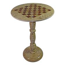 Coral & Red Onyx Natural Stone Chess Table With Classic Series Chess Pieces