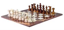 Luxury Red Onyx and White Marble European Style Chess Set with Faux Leather Storage Box – Handcrafted Stone Chess Pieces & Board for Home Décor and Gifts