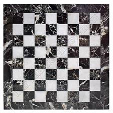Luxury Black Zebra & White Marble Chess Set with Custom Black or White Border Variants