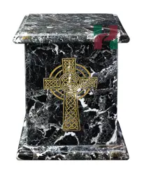 Extra Large Black Zebra Marble Tower Cremation Urn for Human Ashes | Handcrafted XL Memorial Urn with Natural Stone Veining | Elegant Monumental Funeral Urn for Adults