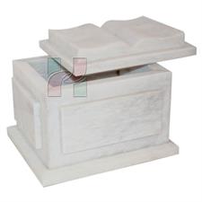 White Marble Natural Stone Bible Cremation Urn 