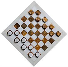 Elegant Red Onyx and White Marble Draught Checker Set - Premium Quality Board Game for Family Fun, Home Decor, and Gift Giving