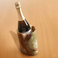 Handmade Green Onyx Marble Wine Chiller – 5.5 x 6.5 Inch Elegant Stone Bottle Holder for Chilling Wine
