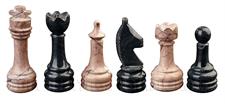 Marina  & Jet Black Marble Natural Stone Chess Set With Rustic Series Chess Pieces 