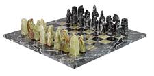 Black Zebra & Green Onyx Royal Bishop Series Luxury Chess Set with Premium Faux Leather Storage Box – Handcrafted Stone Chess Pieces