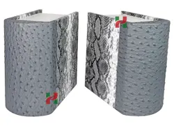 Book Shaped Grey Snake & Ostrich PU Leather Companion Cremation Urn for Couple’s Ashes – Memorial Urn for Two Loved Ones