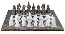 Luxury Oceanic & White Marble Chess Set – Handcrafted Stone Chess Board & Pieces for Home Décor & Gifting