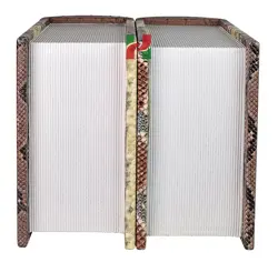 Brown and Tan Snakeskin Pattern Book Shaped Companion Urn for Couple’s Ashes – Dual Chamber Memorial Keepsake for Husband and Wife
