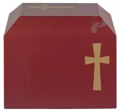 Elegant Burgundy PU Leather Garden Urn with Inlaid Christian Cross – Memorial Ashes Keepsake