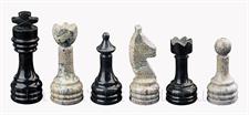 Coral & Jet Black Marble Natural Stone Chess Set With Rustic Series Chess Pieces 