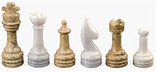  White & Coral Marble Natural Stone Chess Set With Rustic Series Chess Pieces 