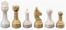  White & Coral Marble Natural Stone Chess Set With Rustic Series Chess Pieces 