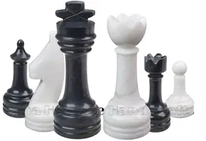 Handcrafted Jet Black and White Marble Chess Set – Luxury Statement Piece for Modern Home Decor