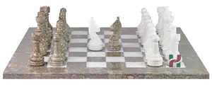 Handcrafted Oceanic and White Marble Chess Set – Luxury Artisan Chess Board for Home Decor & Gift