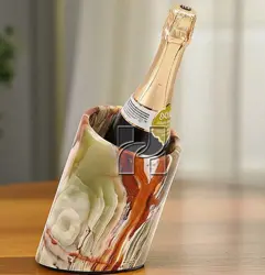 Handmade Green Onyx Marble Wine Chiller – 5.5 x 6.5 Inch Elegant Stone Bottle Holder for Chilling Wine