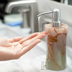 Elegant Green Onyx Marble Soap Pump | Natural Stone Soap Dispenser for Sink Countertop