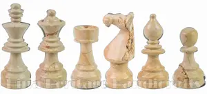 Exquisite 3.5-Inch King Staunton Chess Pieces Set in Genuine Green Onyx and Premium Burma Teak – Artisan Hand-Carved Stone Chessmen