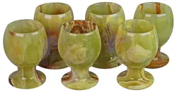 Handcrafted Green Onyx Natural Stone Oval Shape Wine Glass 2x3 Inch – Luxury Crystal Goblet for Elegant Home Décor & Gifting