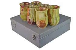 Handcrafted Green Onyx Natural Stone Wine Glass Set – 3x5 Inch Polished Goblets for Elegant Home Bar & Gift Décor
