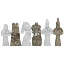 Luxury Oceanic & White Marble Chess Set – Handcrafted Stone Chess Board & Pieces for Home Décor & Gifting