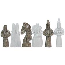 Luxury Oceanic & White Marble Chess Set – Handcrafted Stone Chess Board & Pieces for Home Décor & Gifting