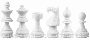 Handcrafted Coral Fossil and White Marble Staunton Chess Pieces Set - Luxury Stone Chessmen for Collectors