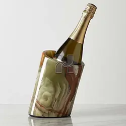 Handmade Green Onyx Marble Wine Chiller – 5.5 x 6.5 Inch Elegant Stone Bottle Holder for Chilling Wine
