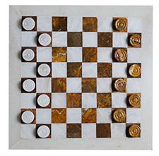 Elegant Red Onyx and White Marble Draught Checker Set - Premium Quality Board Game for Family Fun, Home Decor, and Gift Giving
