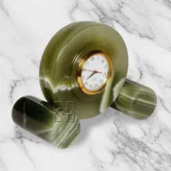 Premium Green Onyx Spindle Clock – Handcrafted Natural Stone Home and Office Decor