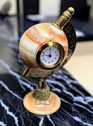Natural Green Onyx Globe Clock for Study Table – Handcrafted Decorative Timepiece