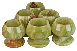 Green Onyx Marble Wine Goblets 4x4 Inch – Handmade Natural Stone Glassware for Special Occasions