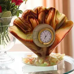 Sea Shell Green Onyx Clock for Beach House, Coastal Décor, and Nautical Interiors
