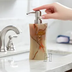 Elegant Green Onyx Marble Soap Pump | Natural Stone Soap Dispenser for Sink Countertop