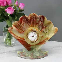 Sea Shell Green Onyx Clock for Beach House, Coastal Décor, and Nautical Interiors