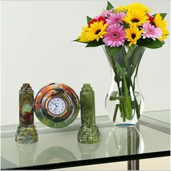 Handmade Green Onyx Twin Pillar Clock 4 Inch Dial – Premium Natural Stone Desk Clock for Modern Decor