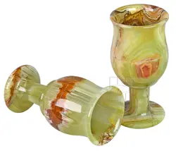 Green Onyx Blooming Shape Wine Glass – Handcrafted Natural Stone Goblet for Elegant Drinkware & Home Décor – 2.5x5 Inch