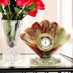 Sea Shell Green Onyx Clock for Beach House, Coastal Décor, and Nautical Interiors