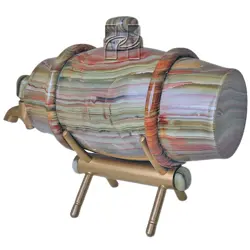 Handmade Green Onyx Marble Wine Barrel – 6.25x11 Inch Elegant Stone Wine Tank for Storing Wine