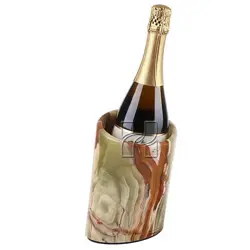 Handmade Green Onyx Marble Wine Chiller – 5.5 x 6.5 Inch Elegant Stone Bottle Holder for Chilling Wine