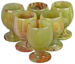 Handcrafted Green Onyx Natural Stone Oval Shape Wine Glass 2x3 Inch – Luxury Crystal Goblet for Elegant Home Décor & Gifting