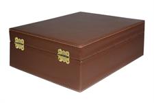 Chocolate Brown PU Leather Storage Box for Green Onyx Wine Glasses | Stylish & Durable Organizer 