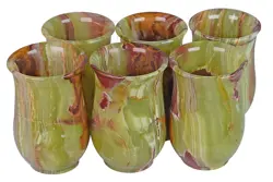 Handcrafted Green Onyx Natural Stone Wine Glass Set – 3x5 Inch Polished Goblets for Elegant Home Bar & Gift Décor