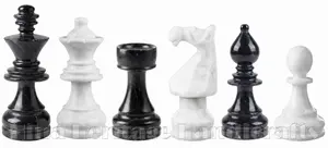 Luxury Hand-Carved Black & White Marble Chess Set – Traditional Staunton Style Stone Chess Pieces with Felted Bases 