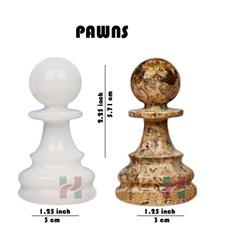 Coral & White Marble American Series Chess Pieces Set - Luxury Handcrafted Game Pieces