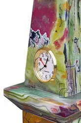 Handcrafted 12 Inch Green Onyx Obelisk Clock – Unique Natural Stone Clock for Elegant Homes