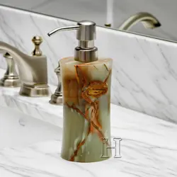 Elegant Green Onyx Marble Soap Pump | Natural Stone Soap Dispenser for Sink Countertop