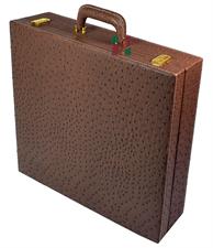 Chestnut Brown Ostrich Textured PU Leather Storage Box for Chess Set – Stylish and Durable Organizer for Chess Pieces and Board