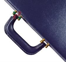 Navy Blue PU Leather Chess Set Storage Box - Elegant Organizer for Chess Pieces and Board