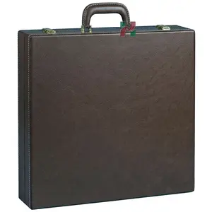 Elegant Chocolate Brown PU Leather Chess Set Storage Box - Durable, Stylish Organizer for Chess Pieces and Board