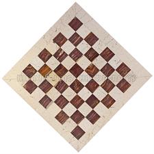 Luxurious Red Onyx & Botticina Marble Chess Set - Customizable Borders in Botticina or Red Onyx